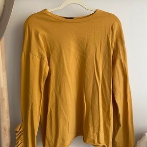Yellow Shirt with Ruffle Sleeves